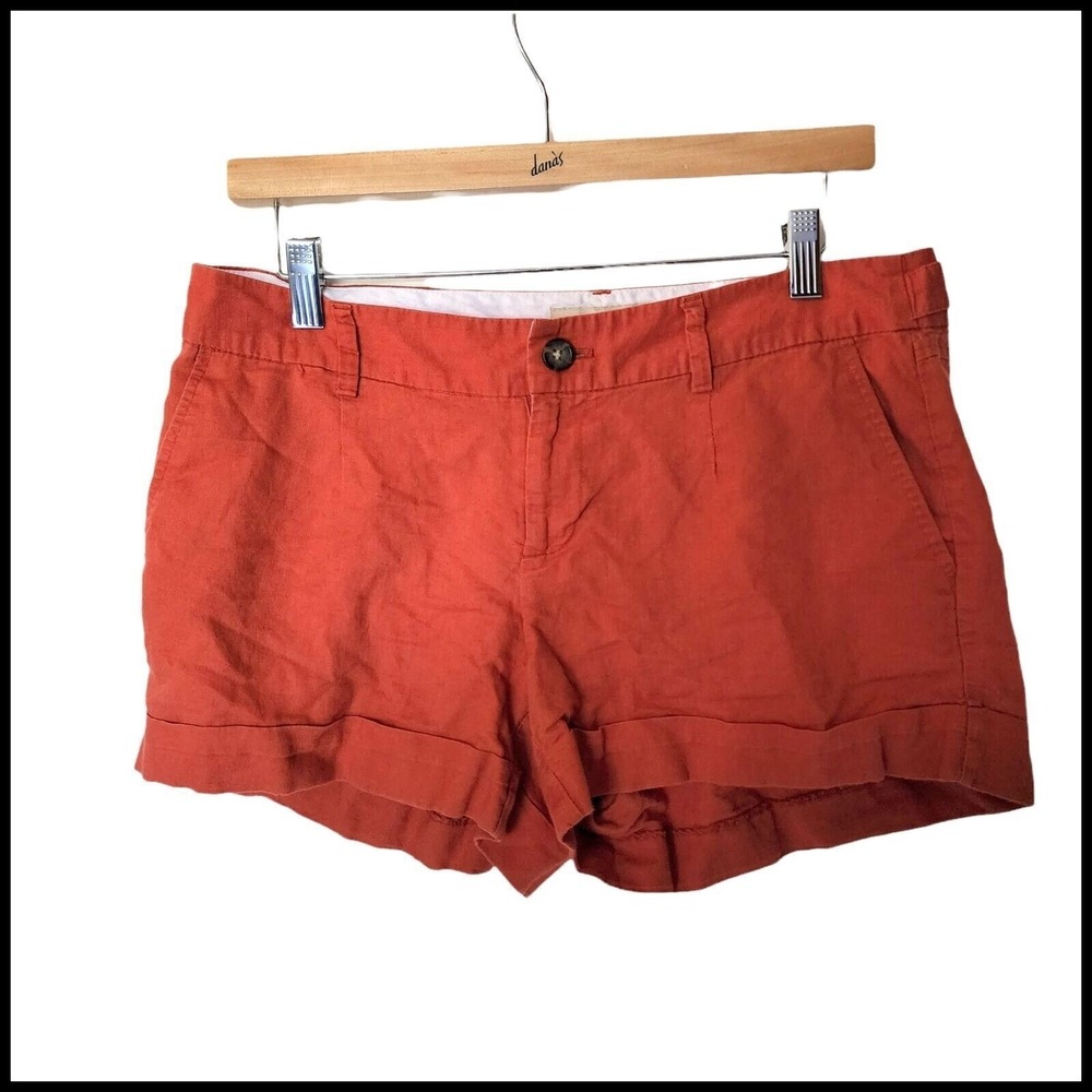 Banana Republic Martin Fit‎ Linen Blend Shorts size 8 Carrot Orange